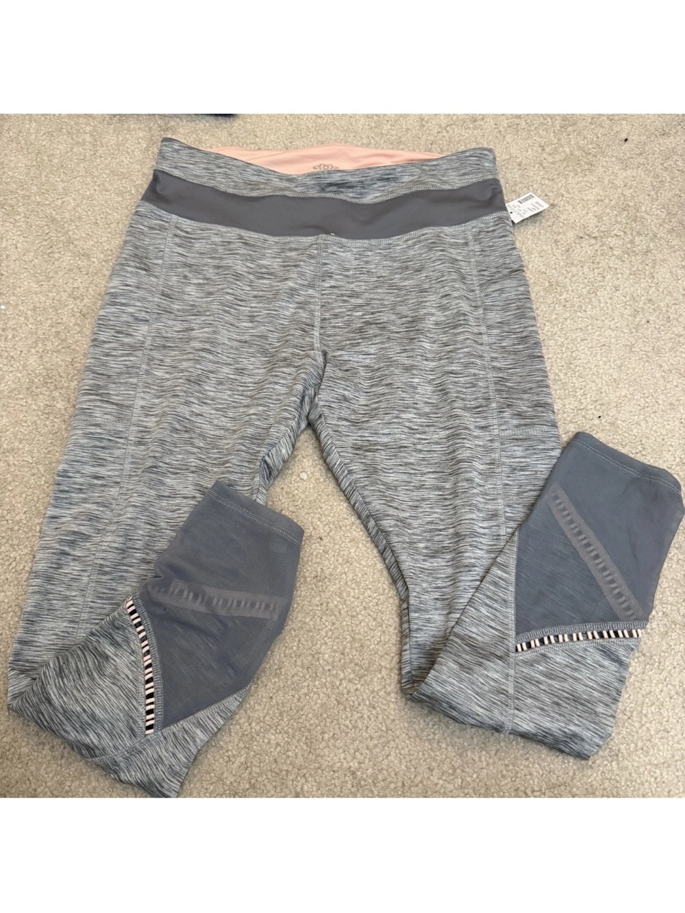 Maurices Large Leggings heathered Gray White Pockets Fitted Slim Nwt A3